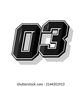 Vector sports numbers 03. Simple design