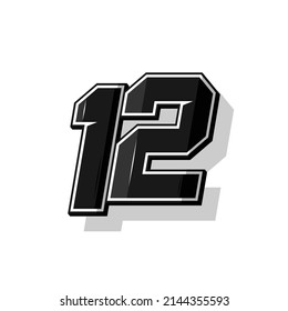 Vector sports numbers 12. Simple design