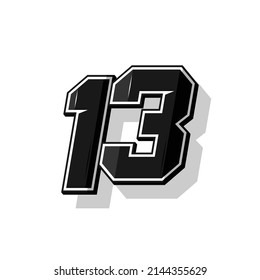 Vector sports numbers 13. Simple design