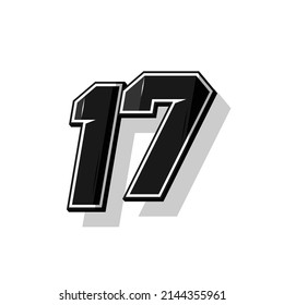 Vector Sports Numbers 17 Simple Design Stock Vector (Royalty Free ...