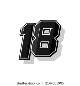 Vector sports numbers 18. Simple design