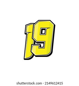 Vector sports numbers 19. Simple design