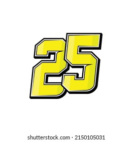 Vector sports numbers 25. Simple design