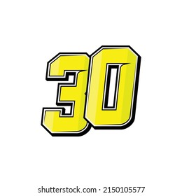 Vector sports numbers 30. Simple design