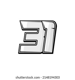Vector sports numbers 31. Simple design
