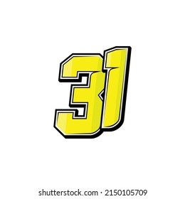 Vector sports numbers 31. Simple design