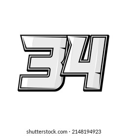 Vector sports numbers 34. Simple design