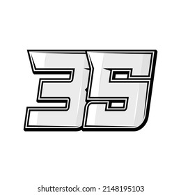 Vector sports numbers 35. Simple design