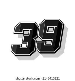 Vektorsportnummern 39. Einfaches Design