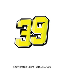 Vector sports numbers 39. Simple design