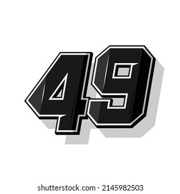 Vector sports numbers 49. Simple design