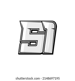 Vektorsportnummern 51. Einfaches Design