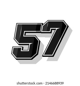 Vector sports numbers 57. Simple design