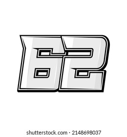 Vector sports numbers 62. Simple design