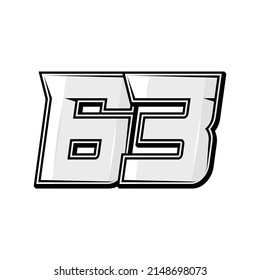 Vector sports numbers 63. Simple design