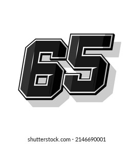 Vector sports numbers 65. Simple design