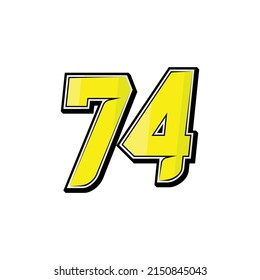 Vector sports numbers 74. Simple design