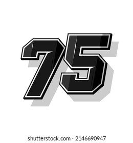 Vector sports numbers 75. Simple design