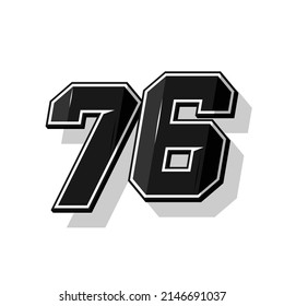Vector sports numbers 76. Simple design
