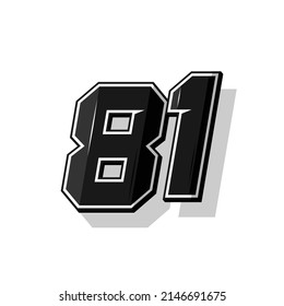 Vector sports numbers 81. Simple design