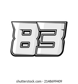 Vector sports numbers 83. Simple design