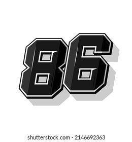 Vector sports numbers 86. Simple design