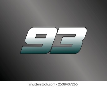 Vector sports numbers 93, Simple design number, font raing numberr design 