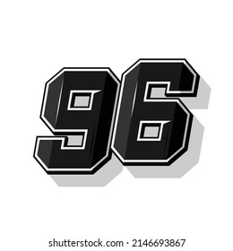 Vector sports numbers 96. Simple design