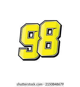 Vector sports numbers 98. Simple design