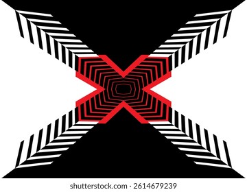 Vector sports pattern. Arrow. Design element with dynamic effect. Vector striped background with transition in retro style. competition. Letter X