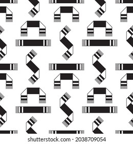 Vector sports pattern black and white shawls. Illustration of fashion accessory. Reverse and front side.