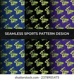 Vector sports seamless patterns collection. Black and bright colorful background swatches