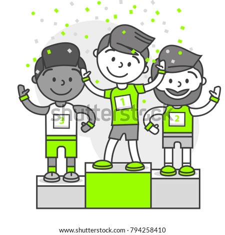 Vector Sports Set Running Stories_First place sports pedestal