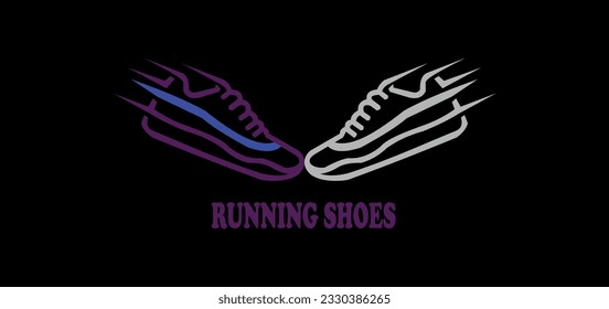 Vector sports shoes with colored outlines