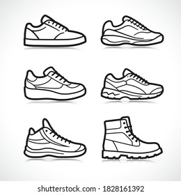 Vector sports shoes icons set