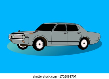 Vector sports silver car side view illustration