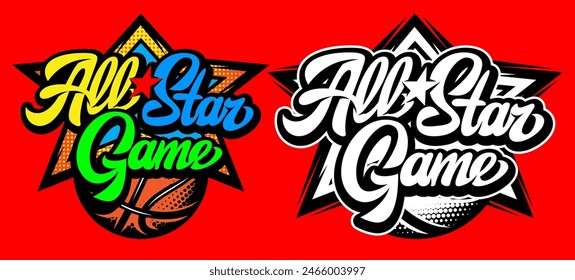 Vector sports templates with calligraphic inscription All Star Game.