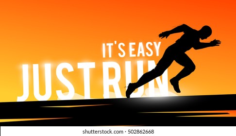 Vector sports web banner. Motivational concept. The silhouette of the biker. Runner silhouette. Running man. Extreme outdoor sports.