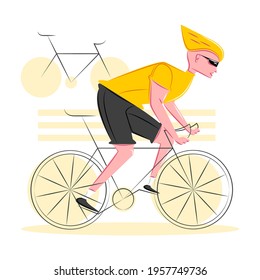 Vector sporty cyclist in shadow of sharp lines style