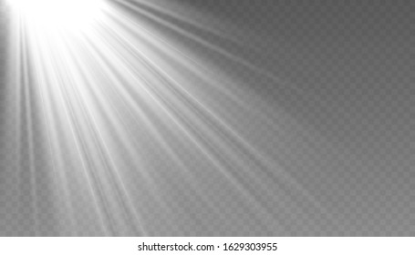 Vector spotlight. Bright light beam. Transparent realistic effect. Stage lighting.