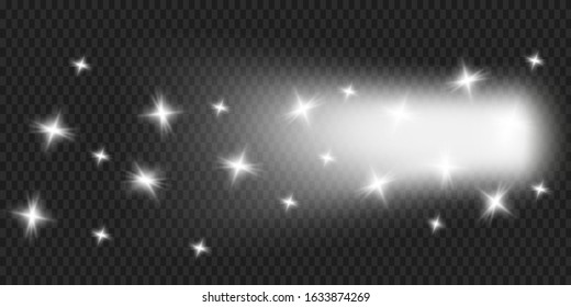 Vector spotlight. Bright light beam. Transparent realistic effect. Stage lighting.