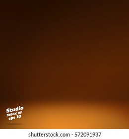 Vector of spotlight in Empty orange studio room background ,Template mock up for display of product,Business backdrop