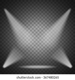 Vector spotlight, illuminated scene on transparent background.