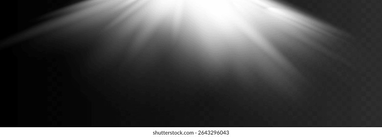 Vector spotlight. Light effect Element of decor. Horizontal stellar rays and searchlight.