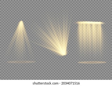 Vector spotlight. Light effect. Glow isolated white transparent light effect. Abstract special effect element design.