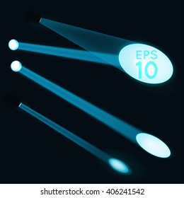 Vector spotlight. Light effect on a dark background.
