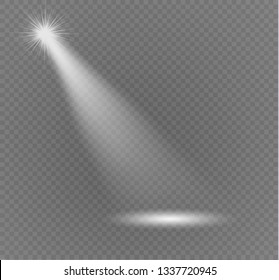 Vector spotlight. Light effect.Glow isolated white transparent light effect. Abstract special effect element design.
