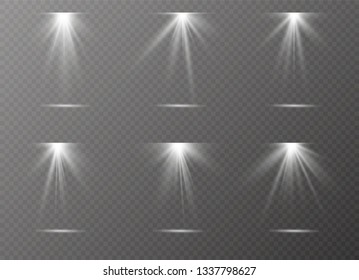 Vector spotlight. Light effect.Glow isolated white transparent light effect. Abstract special effect element design.