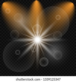 Vector spotlight. Light effect.Glow isolated white transparent light effect. Abstract special effect element design. 