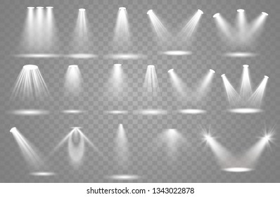 Vector spotlight. Light effect.Glow isolated white transparent light effect. Abstract special effect element design.